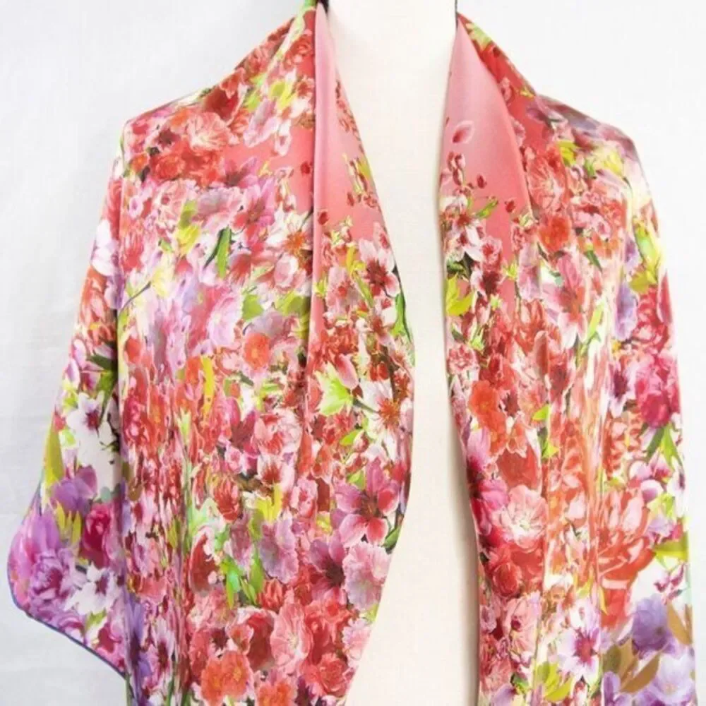 Silk floral print over‎ size scarf